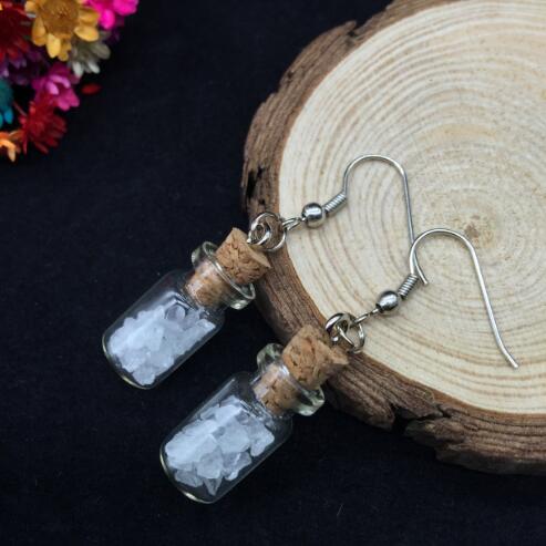 1Pair Handmade cute EARRING WHOLESALE Breaking bad inspired crystal stone vial cork bottle earring bath salt Jewelry Accessory