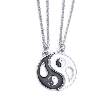 1Pair Matching Friends Best Friends Stainless Steel Ying Yang Pendants Couple Necklaces Set Valentine's Gift Puzzle Necklace