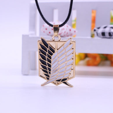 1Pcs Attack on Titans Badge Anime Pendant Necklaces Pendants Wings Of Liberty Metal Unisex Leather Chain Jewelry Pendant