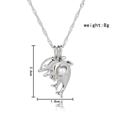 1Pcs Silver Plated Cage Pearl Bead Pendant Loceket Necklace Love Wish Natural Pearl Oyster Pearl Locket DIY Necklace for Women