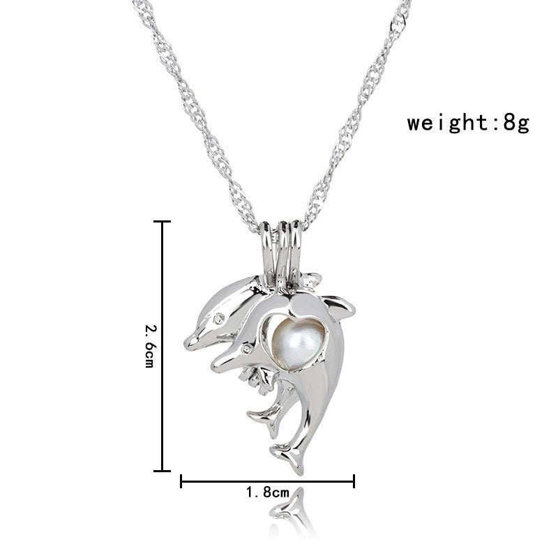1Pcs Silver Plated Cage Pearl Bead Pendant Loceket Necklace Love Wish Natural Pearl Oyster Pearl Locket DIY Necklace for Women
