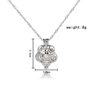 1Pcs Silver Plated Cage Pearl Bead Pendant Loceket Necklace Love Wish Natural Pearl Oyster Pearl Locket DIY Necklace for Women