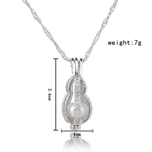 1Pcs Silver Plated Cage Pearl Bead Pendant Loceket Necklace Love Wish Natural Pearl Oyster Pearl Locket DIY Necklace for Women