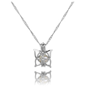 1Pcs Silver Plated Cage Pearl Bead Pendant Loceket Necklace Love Wish Natural Pearl Oyster Pearl Locket DIY Necklace for Women