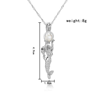 1Pcs Silver Plated Cage Pearl Bead Pendant Loceket Necklace Love Wish Natural Pearl Oyster Pearl Locket DIY Necklace for Women