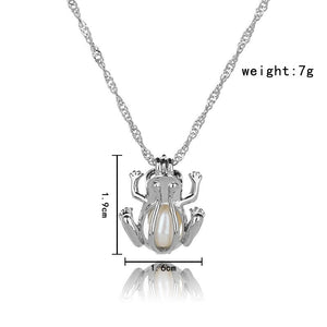 1Pcs Silver Plated Cage Pearl Bead Pendant Loceket Necklace Love Wish Natural Pearl Oyster Pearl Locket DIY Necklace for Women