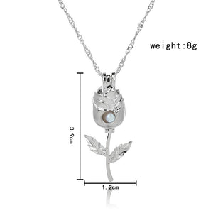 1Pcs Silver Plated Cage Pearl Bead Pendant Loceket Necklace Love Wish Natural Pearl Oyster Pearl Locket DIY Necklace for Women