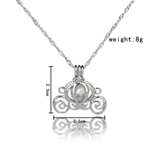 1Pcs Silver Plated Cage Pearl Bead Pendant Loceket Necklace Love Wish Natural Pearl Oyster Pearl Locket DIY Necklace for Women