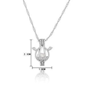 1Pcs Silver Plated Cage Pearl Bead Pendant Loceket Necklace Love Wish Natural Pearl Oyster Pearl Locket DIY Necklace for Women