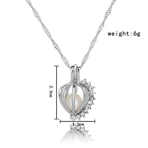 1Pcs Silver Plated Cage Pearl Bead Pendant Loceket Necklace Love Wish Natural Pearl Oyster Pearl Locket DIY Necklace for Women