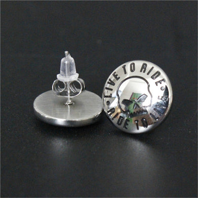 1pair Support Drops Biker Earrings 316L Stainless Steel Ride To Live Biker Style Skull Girls Earrings