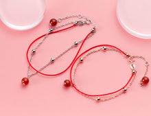 Load image into Gallery viewer, 1pc 100% Authentic Real. 925 Sterling Silver Fine Jewelry Double Layers Red round Agate &amp;Lucky Beads Chain Bracelet GTLS722