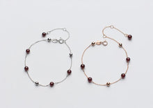 Load image into Gallery viewer, 1pc 100% Real. 925 Sterling Silver Jewelry Natural Red Garnet Stone &amp;Beads Chain Bracelet Adjustable GTLS528