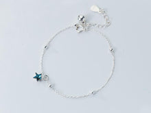 Load image into Gallery viewer, 1pc 100% real. 925 Sterling silver Fine Jewelry Blue Star Anklet /Chain Bracelet GTLS561