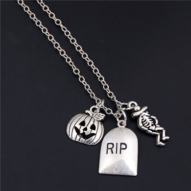 1pc 2018 Halloween Goth Jewelry Skull Charms Bat Pendant Necklace For Festival Gift For Women Witch Hat