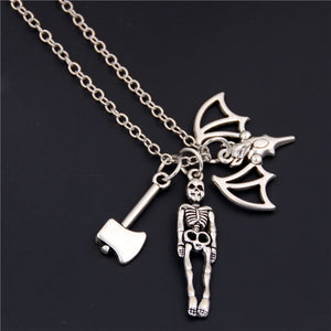 1pc 2018 Halloween Goth Jewelry Skull Charms Bat Pendant Necklace For Festival Gift For Women Witch Hat
