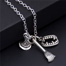 Load image into Gallery viewer, 1pc 2018 Halloween Goth Jewelry Skull Charms Bat Pendant Necklace For Festival Gift For Women Witch Hat