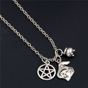 1pc 2018 Halloween Goth Jewelry Skull Charms Bat Pendant Necklace For Festival Gift For Women Witch Hat