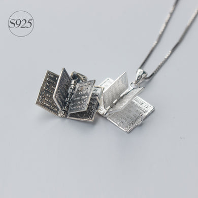 1 collane e pendenti con Bibbia in argento sterling 925 da 1 pezzo | Pagina del libro Charms Collana di potere Regali cristiani Religiosi X467 