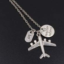 Load image into Gallery viewer, 1pc Every Journey Starts With One Step Words Compass Airplane Necklace Camera Jewelry Gift Flight Pilot Travel Necklace
