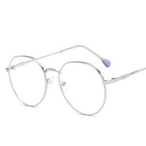 1pc Metal Glasses Frame Adult Anti Blue Light Irregular Round Glasses Unisex Water Drop Transparent Eyewear Frames