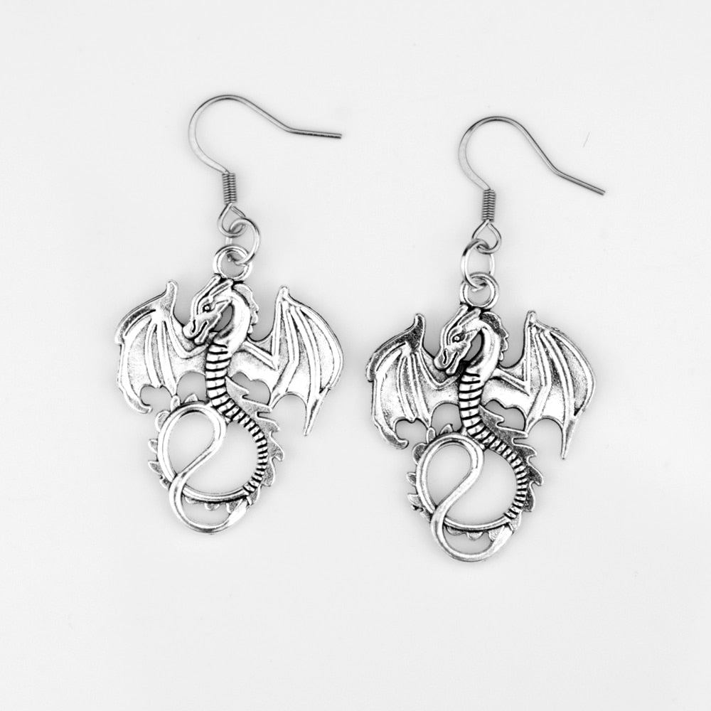 1pc Silver Mediaeval Dragon Earring Metal Viking Earring