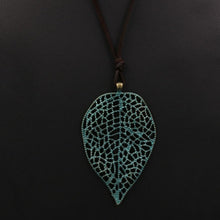 Carica l&#39;immagine nel visualizzatore di Gallery, 1pc Zinc Alloy Hollow Heart Shape Leaf Charms Necklace Carved Pendant Suede Leather Diy Jewelry