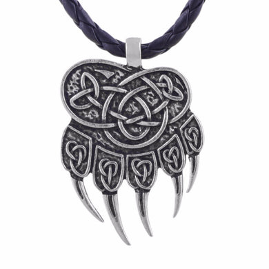 1pcs Drops Vikings Runes Amulet Pendant Bear paw claw Veles Symb Knot Animal men jewelry Scandinavian Talisman Necklace