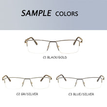 Load image into Gallery viewer, 1pcs Halfrim Men Metal Optical Frame Design Temple Stylish Eyeglass Frame China