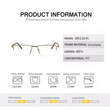 Load image into Gallery viewer, 1pcs Halfrim Men Metal Optical Frame Design Temple Stylish Eyeglass Frame China