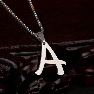 1pcs Letter Design Capital Initial Necklace Women Men Jewelry Silver Color Stainless Steel Alphabet Letter Necklace Jewelry
