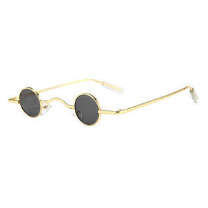 1 pz Occhiali da sole rotondi piccoli retrò da uomo Montatura in metallo Oro Nero Rosso Occhiali da sole piccoli individualità 