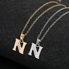 Carica l&#39;immagine nel visualizzatore di Gallery, 1pcs Stainless steel alloy USA alphabet Initial Letter N America 26 English word Letter Family friend name sign Necklace jewelry