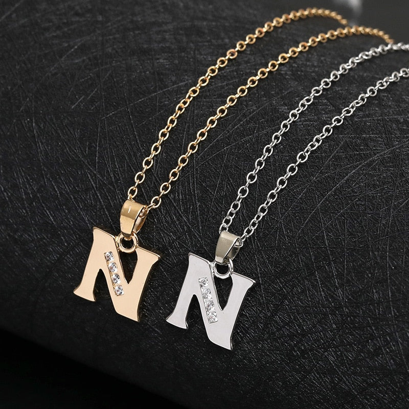 1pcs Stainless steel alloy USA alphabet Initial Letter N America 26 English word Letter Family friend name sign Necklace jewelry