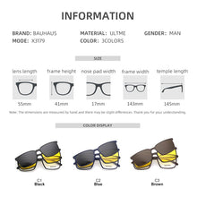 Load image into Gallery viewer, 2+1 lenes Magnet Sunglasses Clip Mirrored Clip on Sunglasses clip on glasses Men Polarized Custom Prescription Myopia x3179