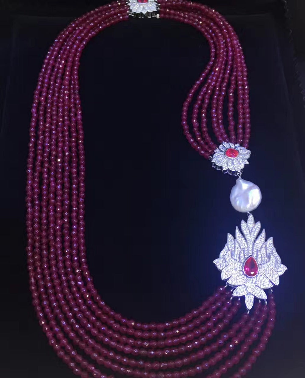 2-3MM red natural agate necklace multi layers 925 sterling silver with real pearl fine womne jewelry wedding party necklace