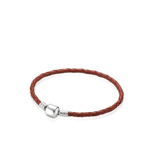 Load image into Gallery viewer, 2 Color 925 Sterling Silver Leather Rope Basic Bracelet For Women Clasp Clip Fit Charms Beads &amp; Pendants For Women