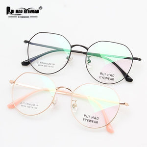 2 Color Polygon Eyeglasses Men Women β-Titanium Glasses Frame Retro Design Spectacles 95109