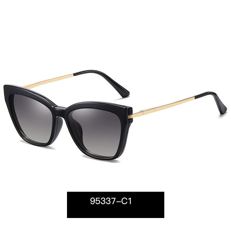 2 In 1 Polarized Clip On Sunglasses eyeglasses Women Retro  Cat Eye Anti Blue Light Glasses Frame Magnetic Driving Eyewear
