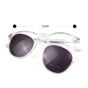 2 In 1 Round Clip-On Sunglasses Polarized Women Men Transparent TR90 Magnetic Eyeglasses Frame Prescription Optical Myopia Frame