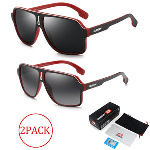 2 PACK DUBERY Pilot Polarized Sunglasses Men Light Eyeglasses Frame Sun Glasses Outdoor Travel Male Goggles UV Lens H24