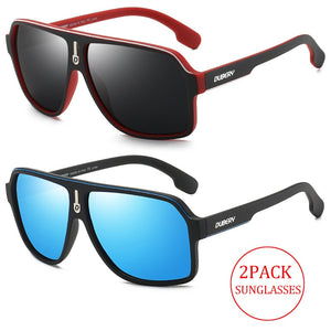 2 PACK DUBERY Pilot Polarized Sunglasses Men Light Eyeglasses Frame Sun Glasses Outdoor Travel Male Goggles UV Lens H24
