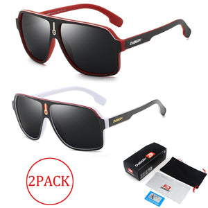 2 PACK DUBERY Pilot Polarized Sunglasses Men Light Eyeglasses Frame Sun Glasses Outdoor Travel Male Goggles UV Lens H24