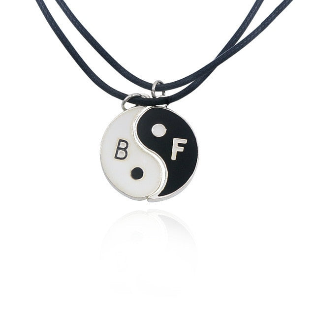 2 PCS Best Friends Necklace Jewelry Yin Yang Tai Chi Pendant Couples Paired Necklaces&Pendants Unisex Lovers Valentine's Gift