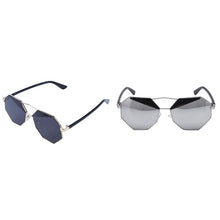Load image into Gallery viewer, 2 Pairs Mirror Design Octagon Sunglasses, Black &amp; White Mercury
