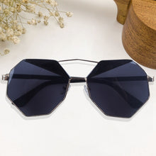 Load image into Gallery viewer, 2 Pairs Mirror Design Octagon Sunglasses, Black &amp; White Mercury
