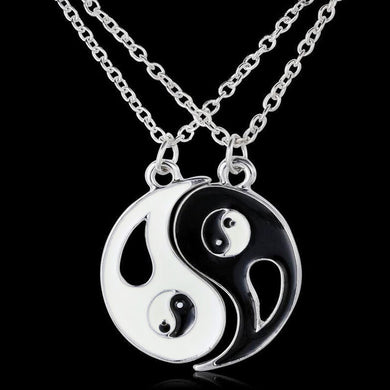 2 Pcs / Set Couple Best Friends Tai Chi Yin Yang Hollow Pendant Split Matching Neckless