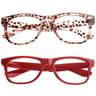 2 Pcs Stylish Boys Girls Children Kids Party Accessories Glasses Frame No Lenses New, Leopard & Red