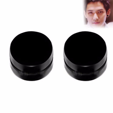 2 Piece=1 Pair Stainless Steel Fake Cheater Ear Plugs Gauge Body Jewelry Pierceing Earring For Men Black