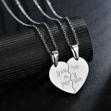 Load image into Gallery viewer, 2 Pieces Half heart pendant necklace jewerly for women gold/Rose Stainless steel necklace chain girlfriends couples gifts 2018